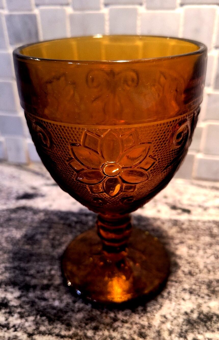 621. Vintage Amber Stemmed Goblet Tiara Pattern
